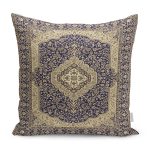 - K11472-Gorsel - Realhomes  RealHomes Lacivert Zeminde Uşak Motifli Geleneksel Desenli Dijital Baskılı Yastık Kırlent Kılıfı Realhomes