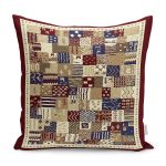 - K11477-Gorsel - Realhomes RealHomes Kahverengi Zeminde Patchwork Motifli Etnik Desenli Dijital Baskılı Yastık Kırlent Kılıfı Realhomes