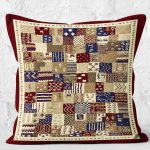- K11477-Gorsel-2 - Realhomes RealHomes Kahverengi Zeminde Patchwork Motifli Etnik Desenli Dijital Baskılı Yastık Kırlent Kılıfı Realhomes