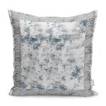 - K11478-Gorsel - Realhomes RealHomes Turkuaz Zeminde Çerçeveli Motifli Antik Desenli Dijital Baskılı Yastık Kırlent Kılıfı Realhomes