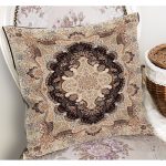 - K11479-Gorsel-1 - Realhomes RealHomes Kahverengi - Bej Zeminde Pers Motifli Dokuma Desenli Dijital Baskılı Yastık Kırlent Kılıfı Realhomes