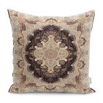 - K11479-Gorsel - Realhomes RealHomes Kahverengi - Bej Zeminde Pers Motifli Dokuma Desenli Dijital Baskılı Yastık Kırlent Kılıfı Realhomes