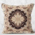 - K11479-Gorsel-2 - Realhomes RealHomes Kahverengi - Bej Zeminde Pers Motifli Dokuma Desenli Dijital Baskılı Yastık Kırlent Kılıfı Realhomes