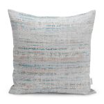 - K11481-Gorsel - Realhomes RealHomes Gri - Mavi Zeminde Eskitme Motifli Dokuma Desenli Dijital Baskılı Yastık Kırlent Kılıfı Realhomes