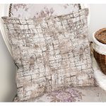 RealHomes Kahverengi - Beyaz Zeminde Kareli Motifli Dokuma Desenli Dijital Baskılı Yastık Kırlent Kılıfı Realhomes