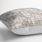 RealHomes Kahverengi - Beyaz Zeminde Kareli Motifli Dokuma Desenli Dijital Baskılı Yastık Kırlent Kılıfı Realhomes