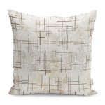 - K11487-Gorsel - Realhomes  RealHomes Krem - Beyaz Zeminde Çizgili Motifli Eskitme Desenli Dijital Baskılı Yastık Kırlent Kılıfı Realhomes