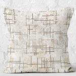 - K11487-Gorsel-2 - Realhomes  RealHomes Krem - Beyaz Zeminde Çizgili Motifli Eskitme Desenli Dijital Baskılı Yastık Kırlent Kılıfı Realhomes