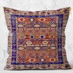 - K11488-Gorsel-2 - Realhomes RealHomes Lacivert Zeminde Hereke Motifli Otantik Desenli Dijital Baskılı Yastık Kırlent Kılıfı Realhomes