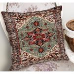 - K11490-Gorsel-1 - Realhomes RealHomes Kırmızı - Yeşil Zeminde Otantik Motifli Osmanlı Desenli Dijital Baskılı Yastık Kırlent Kılıfı Realhomes