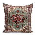 - K11490-Gorsel - Realhomes RealHomes Kırmızı - Yeşil Zeminde Otantik Motifli Osmanlı Desenli Dijital Baskılı Yastık Kırlent Kılıfı Realhomes