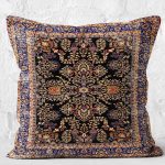 RealHomes Siyah Zeminde Geleneksel Motifli Etnik Desenli Dijital Baskılı Yastık Kırlent Kılıfı Realhomes