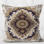 RealHomes Otantik Temalı Göbekli Halı Motifli Hereke Desenli Dijital Baskılı Yastık Kırlent Kılıfı Realhomes