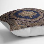 - K11503-Gorsel-3 - Realhomes  RealHomes Lacivert Zeminde Osmanlı Motifli Kilim Desenli Dijital Baskılı Yastık Kırlent Kılıfı Realhomes