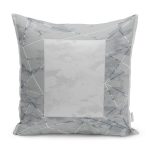 - K11504-Gorsel - Realhomes RealHomes Gri Zeminde Çerçeveli Motifli Mermer Desenli Dijital Baskılı Yastık Kırlent Kılıfı Realhomes