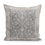 - K11514-Gorsel - Realhomes RealHomes Gri Zeminde Pers Motifli Yöresel Desenli Dijital Baskılı Yastık Kırlent Kılıfı Realhomes