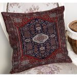 - K11520-Gorsel-1 - Realhomes RealHomes Lacivert Kırmızı Zeminde Uşak Motifli Yöresel Desenli Dijital Baskılı Yastık Kırlent Kılıfı Realhomes