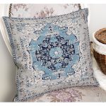 - K11528-Gorsel-1 - Realhomes RealHomes Mavi Zeminde Vintage Motifli Yöresel Desenli Dijital Baskılı Yastık Kırlent Kılıfı Realhomes
