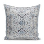 - K11531-Gorsel - Realhomes  RealHomes Mavi - Beyaz Zeminde Kilim Motifli Yöresel Desenli Dijital Baskılı Yastık Kırlent Kılıfı Realhomes