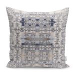 - K11539-Gorsel - Realhomes RealHomes Krem Zeminde Dokuma Halı Motifli Kilim Desenli Dijital Baskılı Yastık Kırlent Kılıfı Realhomes