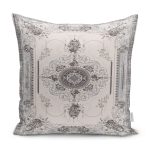 - K11541-Gorsel - Realhomes RealHomes Krem Zeminde Kilim Motifli Vintage Desenli Dijital Baskılı Yastık Kırlent Kılıfı Realhomes