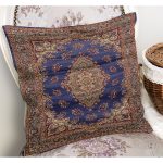 - K11551-Gorsel-1 - Realhomes  RealHomes Lacivert Zeminde Uşak Motifli Yöresel Desenli Dijital Baskılı Yastık Kırlent Kılıfı Realhomes