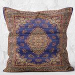 - K11551-Gorsel-2 - Realhomes  RealHomes Lacivert Zeminde Uşak Motifli Yöresel Desenli Dijital Baskılı Yastık Kırlent Kılıfı Realhomes