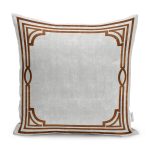 - K11557-Gorsel - Realhomes RealHomes Kahverengi - Gri Zeminde Çerçeveli Motifli Klasik Desenli Dijital Baskılı Yastık Kırlent Kılıfı Realhomes