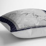 RealHomes Siyah - Gri Zeminde Çerçeveli Motifli Mermer Desenli Dijital Baskılı Yastık Kırlent Kılıfı Realhomes