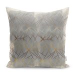 - K11563-Gorsel - Realhomes RealHomes Gold - Gri Zeminde Geometrik Motifli Klasik Desenli Dijital Baskılı Yastık Kırlent Kılıfı Realhomes