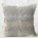 - K11563-Gorsel-2 - Realhomes RealHomes Gold - Gri Zeminde Geometrik Motifli Klasik Desenli Dijital Baskılı Yastık Kırlent Kılıfı Realhomes