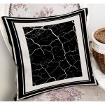 - K11564-Gorsel-1 - Realhomes  RealHomes Siyah - Beyaz Zeminde Çerçeveli Motifli Mermer Desenli Dijital Baskılı Yastık Kırlent Kılıfı Realhomes