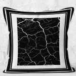 - K11564-Gorsel-2 - Realhomes  RealHomes Siyah - Beyaz Zeminde Çerçeveli Motifli Mermer Desenli Dijital Baskılı Yastık Kırlent Kılıfı Realhomes