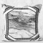 - K11566-Gorsel-2 - Realhomes RealHomes Siyah - Füme Zeminde Dokuma Halı Motifli Mermer Desenli Dijital Baskılı Yastık Kırlent Kılıfı Realhomes