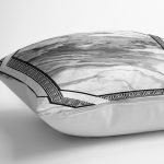 - K11566-Gorsel-3 - Realhomes RealHomes Siyah - Füme Zeminde Dokuma Halı Motifli Mermer Desenli Dijital Baskılı Yastık Kırlent Kılıfı Realhomes