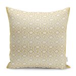 - K11567-Gorsel - Realhomes RealHomes Gold - Krem Zeminde Çerçeveli Motifli Geometrik Desenli Dijital Baskılı Yastık Kırlent Kılıfı Realhomes