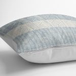 RealHomes Mavi - Bej Zeminde Geometrik Motifli Etnik Desenli Dijital Baskılı Yastık Kırlent Kılıfı Realhomes