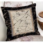 - K11570-Gorsel-1 - Realhomes RealHomes Bej - Krem Zeminde Çerçeveli Motifli Mermer Desenli Dijital Baskılı Yastık Kırlent Kılıfı Realhomes