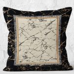 - K11570-Gorsel-2 - Realhomes RealHomes Bej - Krem Zeminde Çerçeveli Motifli Mermer Desenli Dijital Baskılı Yastık Kırlent Kılıfı Realhomes