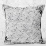 - K11571-Gorsel-2 - Realhomes RealHomes Gri - Siyah Zeminde Çerçeveli Motifli Mermer Desenli Dijital Baskılı Yastık Kırlent Kılıfı Realhomes
