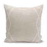 - K11574-Gorsel - Realhomes  RealHomes Krem - Beyaz Zeminde Çerçeveli Motifli Dokuma Desenli Dijital Baskılı Yastık Kırlent Kılıfı Realhomes