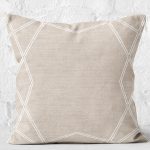 - K11574-Gorsel-2 - Realhomes  RealHomes Krem - Beyaz Zeminde Çerçeveli Motifli Dokuma Desenli Dijital Baskılı Yastık Kırlent Kılıfı Realhomes