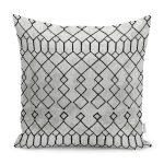 - K11581-Gorsel - Realhomes RealHomes Gri - Siyah Zeminde Etnik Motifli Geleneksel Desenli Dijital Baskılı Yastık Kırlent Kılıfı Realhomes