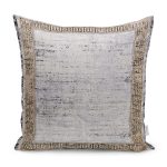 - K11582-Gorsel - Realhomes RealHomes Gri - Bej Zeminde Çerçeveli Motifli Antik Desenli Dijital Baskılı Yastık Kırlent Kılıfı Realhomes