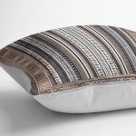 - K11583-Gorsel-3 - Realhomes RealHomes Kahverengi Zeminde Kilim Motifli Yöresel Desenli Dijital Baskılı Yastık Kırlent Kılıfı Realhomes