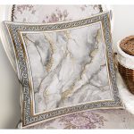 - K11585-Gorsel-1 - Realhomes RealHomes Gri - Gold Zeminde Çerçeveli Motifli Mermer Desenli Dijital Baskılı Yastık Kırlent Kılıfı Realhomes
