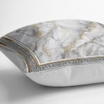 - K11585-Gorsel-3 - Realhomes RealHomes Gri - Gold Zeminde Çerçeveli Motifli Mermer Desenli Dijital Baskılı Yastık Kırlent Kılıfı Realhomes