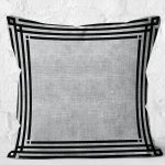 - K11591-Gorsel-2 - Realhomes RealHomes Siyah - Gri Zeminde Çerçeveli Motifli Dokuma Halı Desenli Dijital Baskılı Yastık Kırlent Kılıfı Realhomes