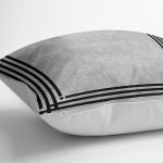 - K11591-Gorsel-3 - Realhomes RealHomes Siyah - Gri Zeminde Çerçeveli Motifli Dokuma Halı Desenli Dijital Baskılı Yastık Kırlent Kılıfı Realhomes