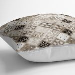 - K11597-Gorsel-3 - Realhomes RealHomes Kahverengi - Krem Zeminde Etnik Motifli Geleneksel Desenli Dijital Baskılı Yastık Kırlent Kılıfı Realhomes